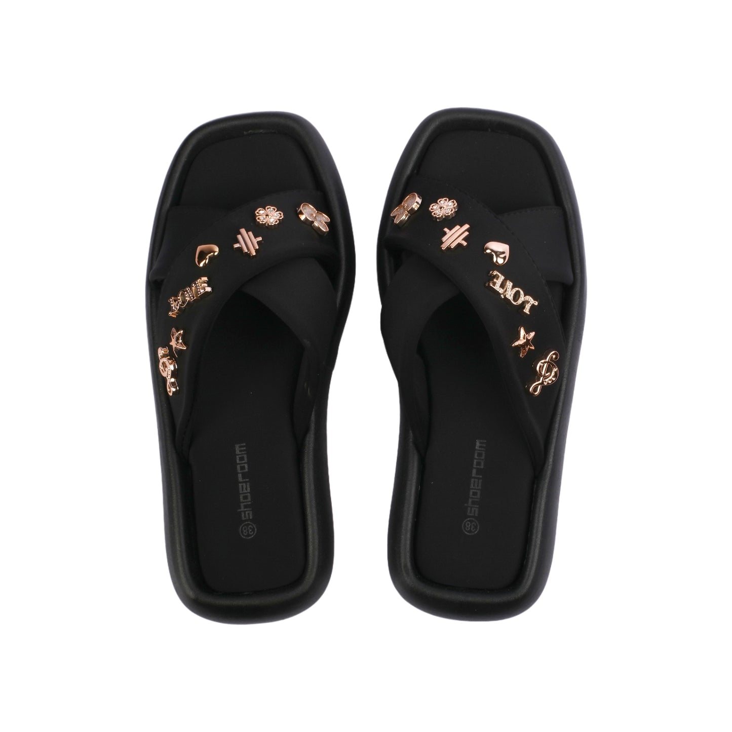 Cross Slipper Decorated with Metal Detail