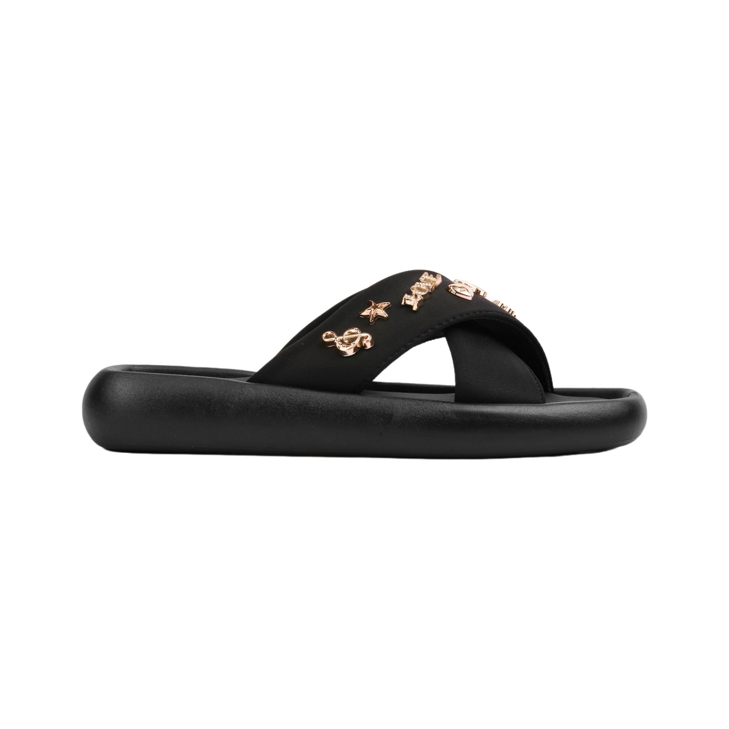 Cross Slipper Decorated with Metal Detail