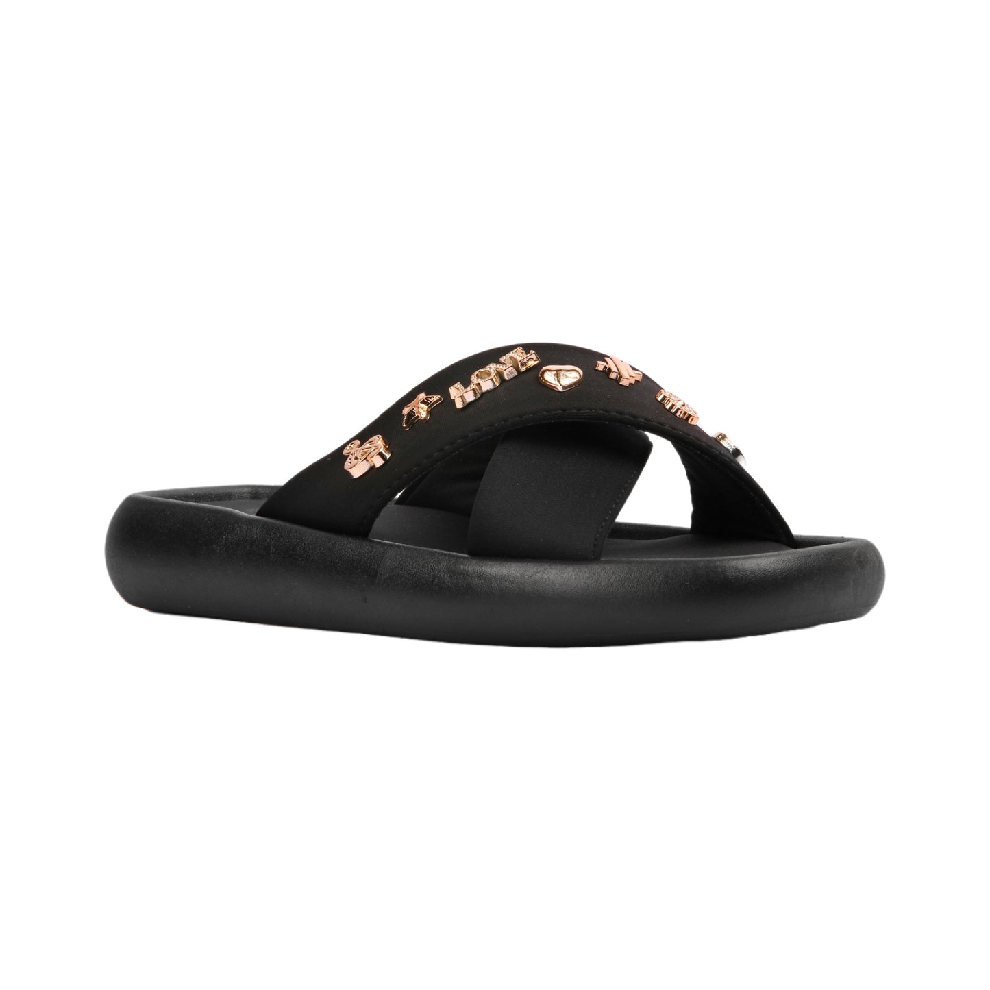 Cross Slipper Decorated with Metal Detail