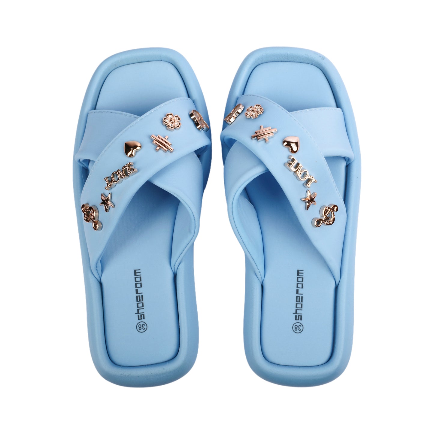 Cross Slipper Decorated with Metal Detail
