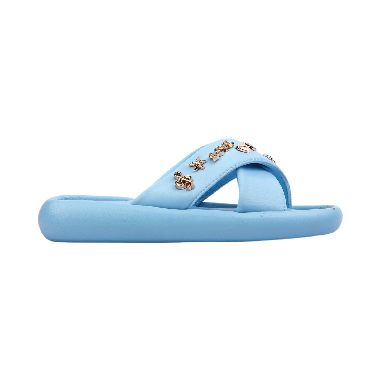 Cross Slipper Decorated with Metal Detail