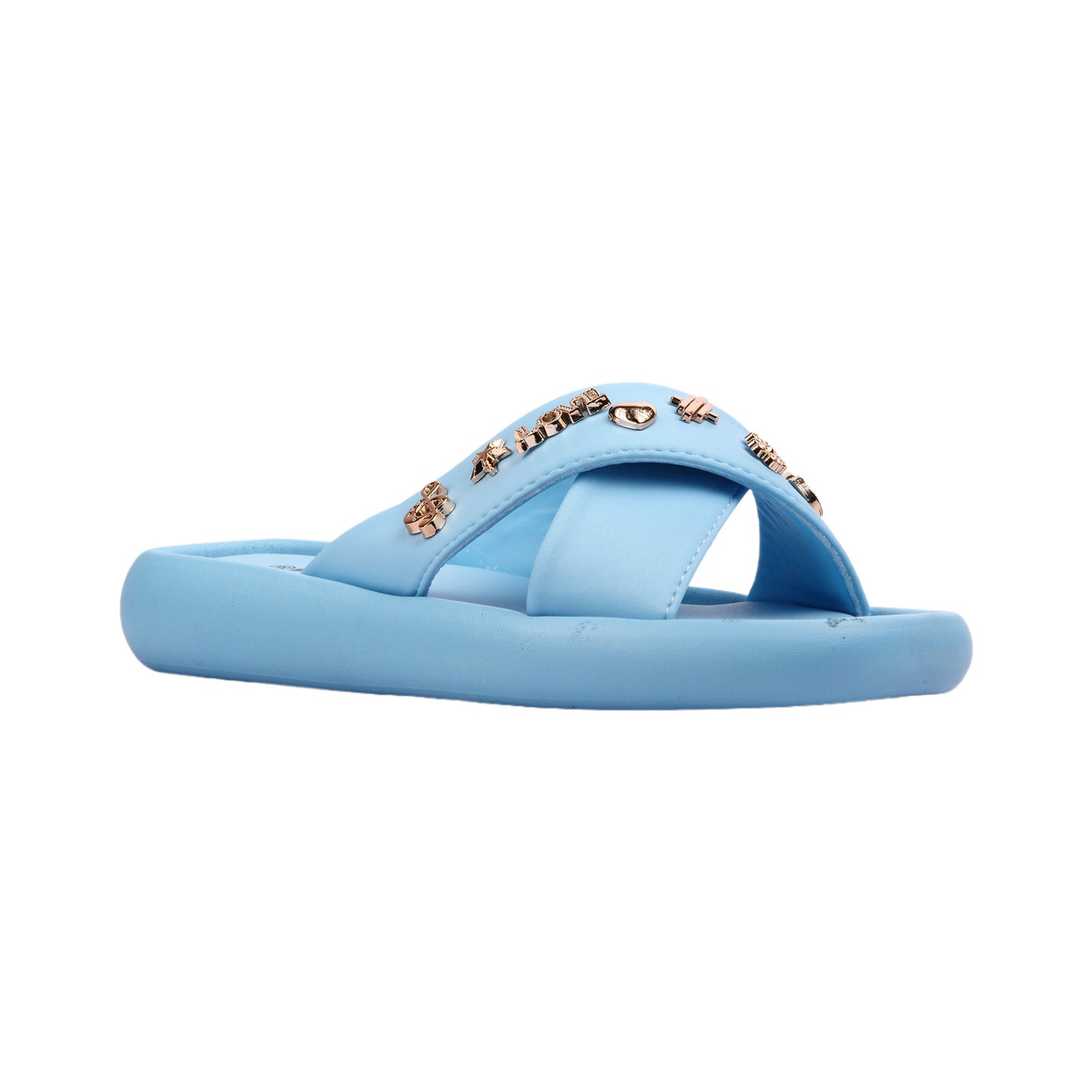 Cross Slipper Decorated with Metal Detail