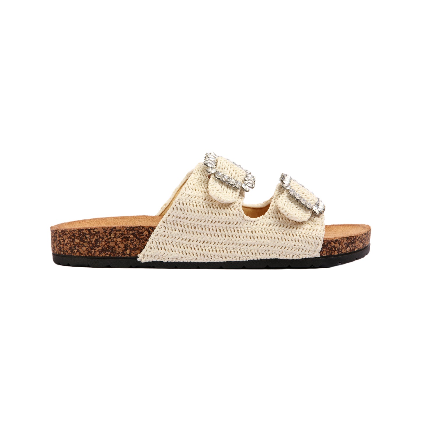 Strass Double Buckle Slipper