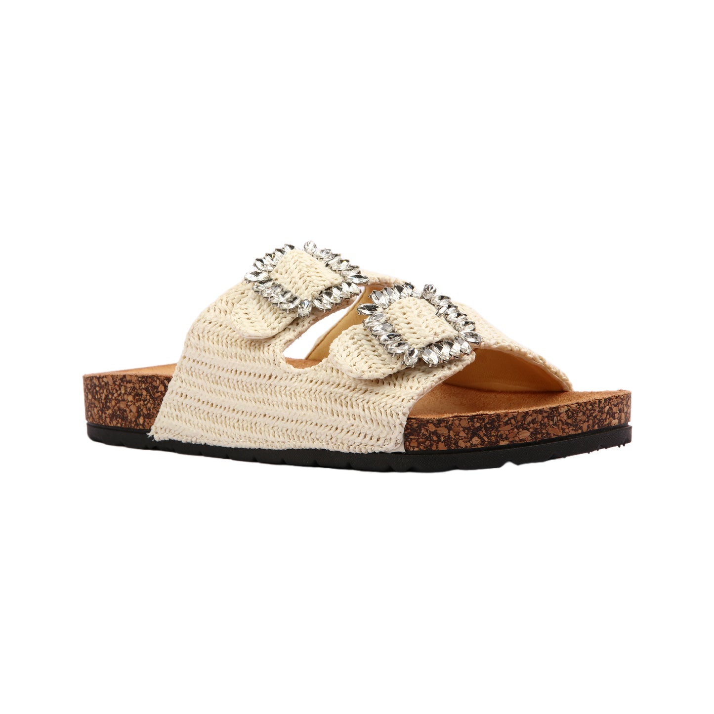 Strass Double Buckle Slipper