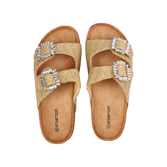 Strass Double Buckle Slipper