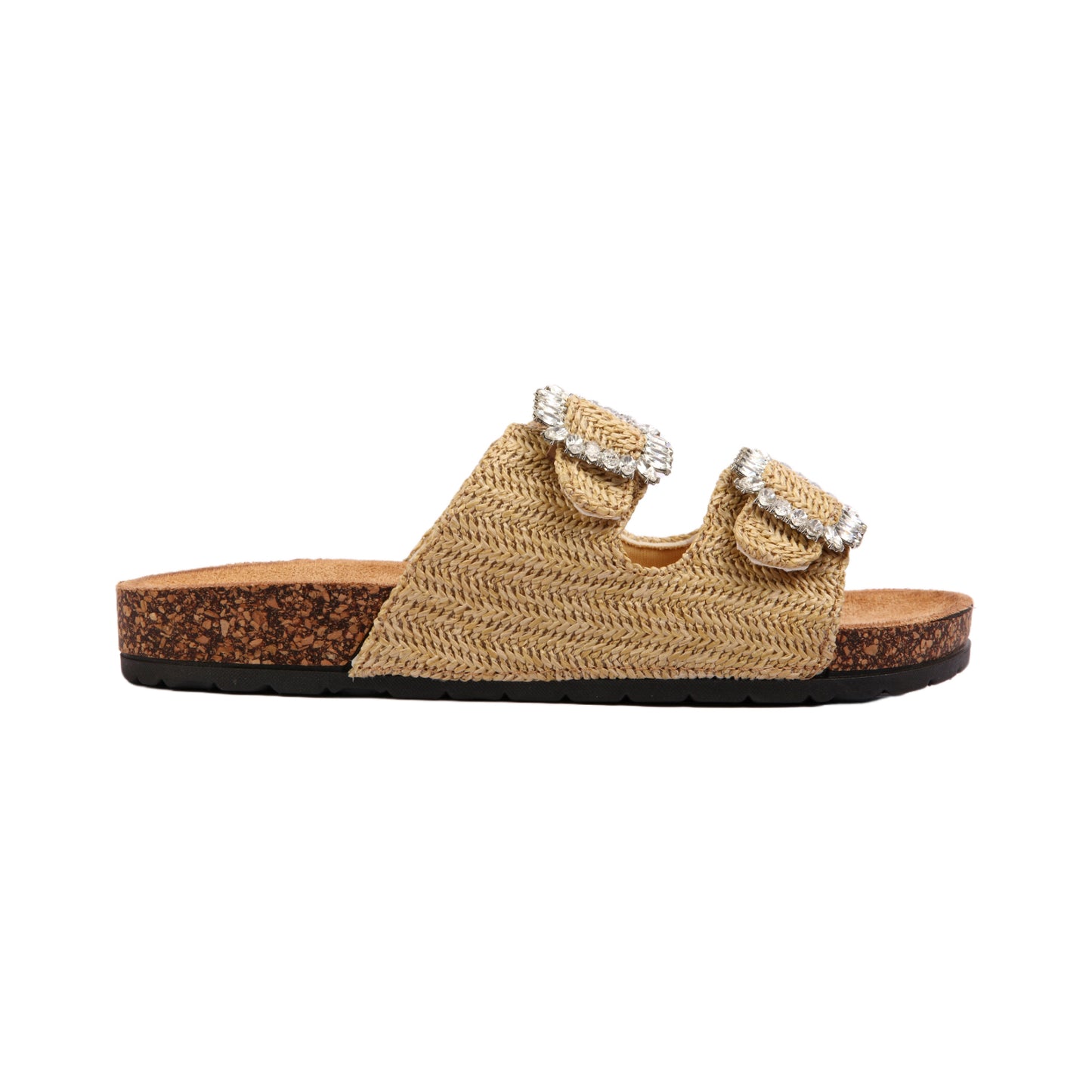 Strass Double Buckle Slipper