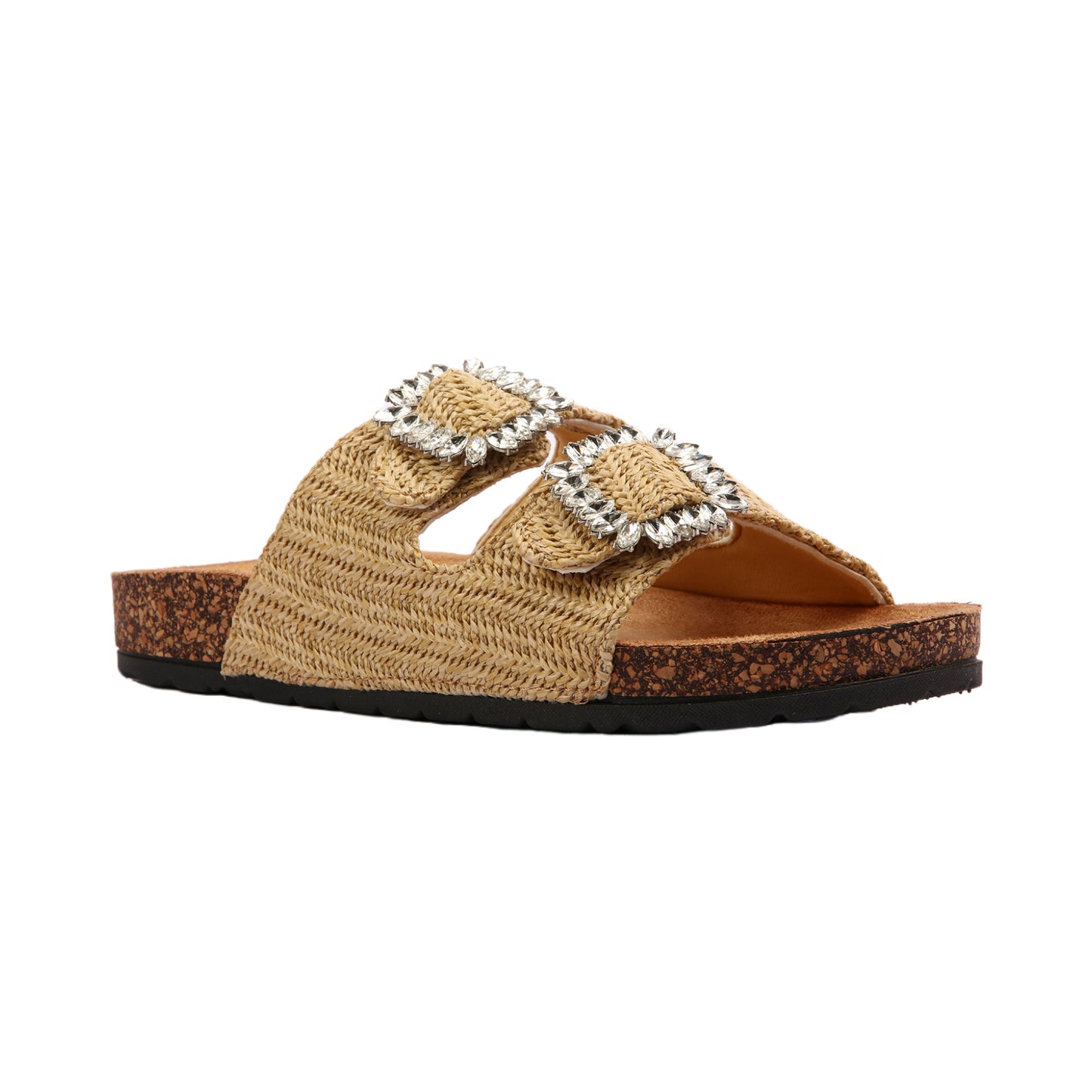 Strass Double Buckle Slipper