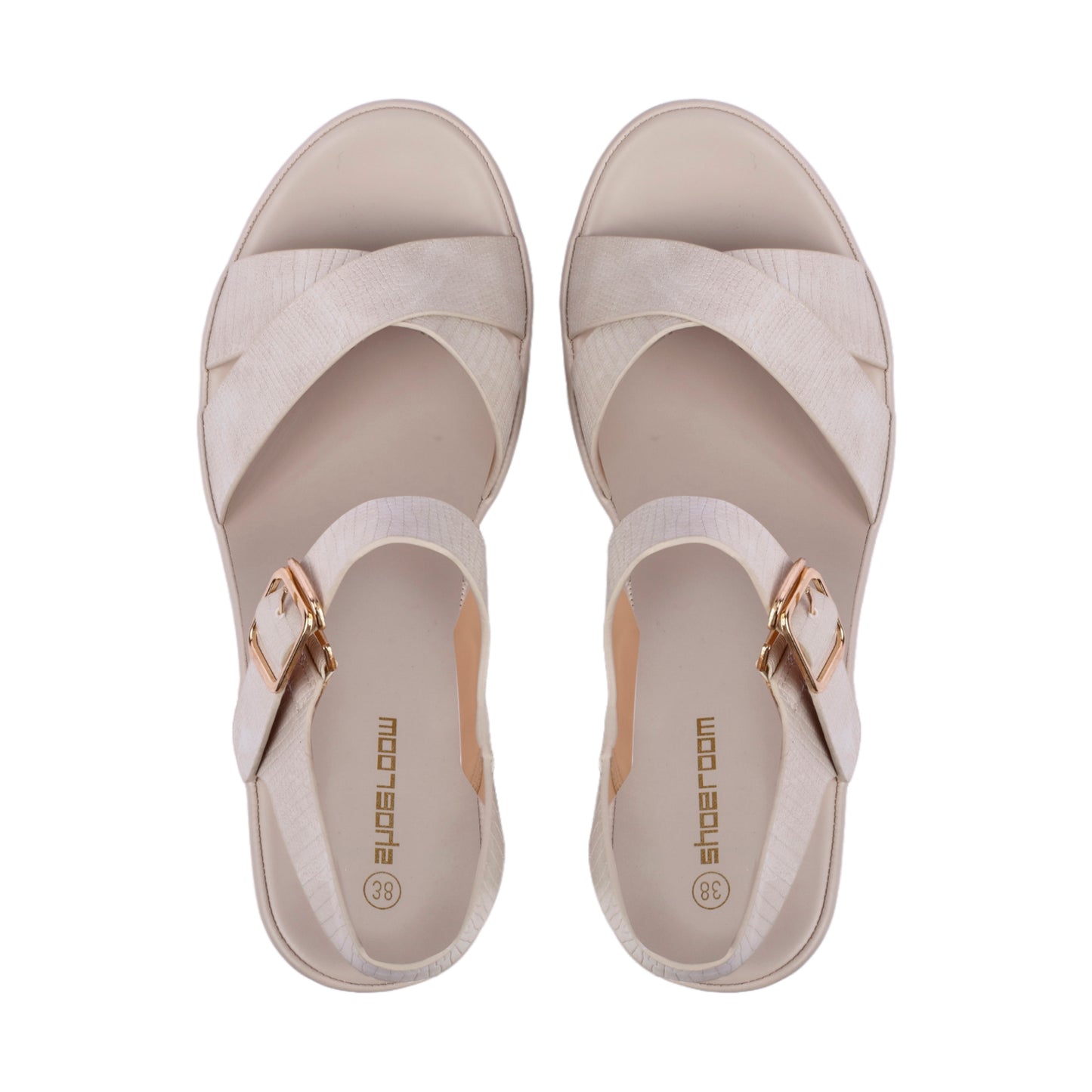 Textured Leather Cross Sandal