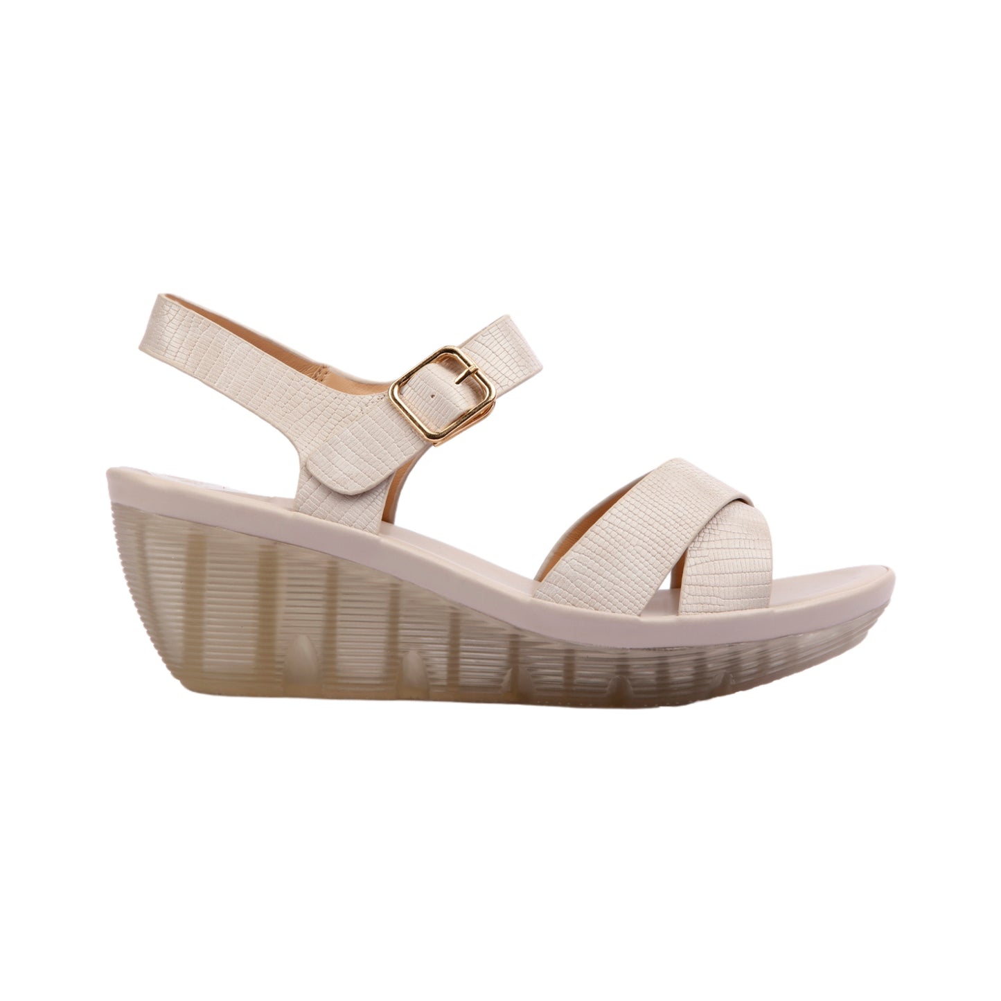 Textured Leather Cross Sandal