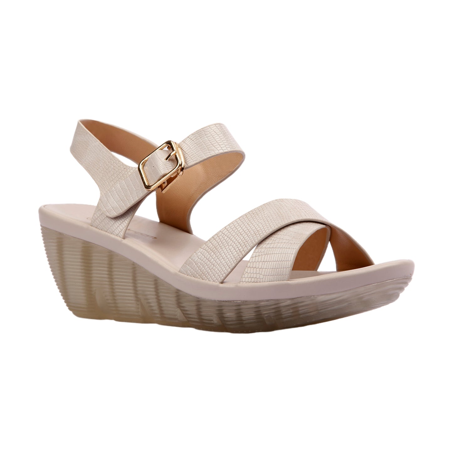 Textured Leather Cross Sandal