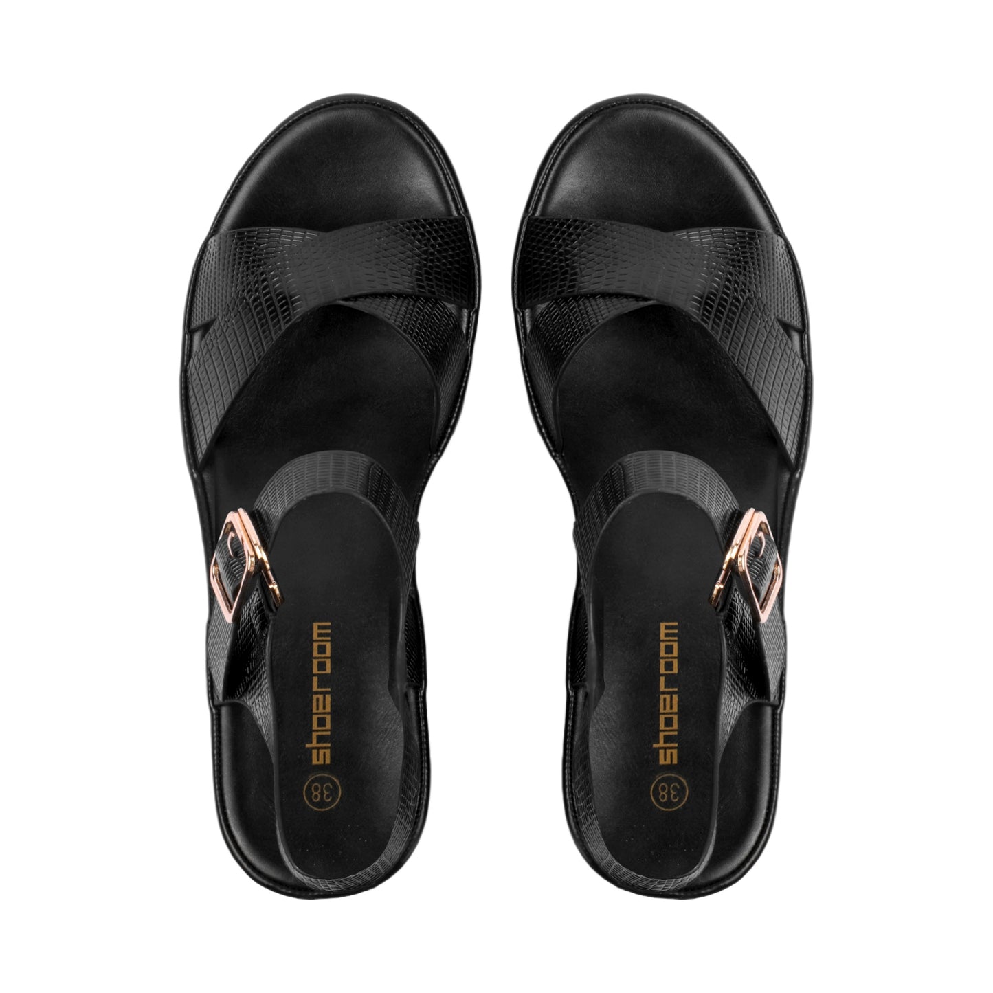 Textured Leather Cross Sandal