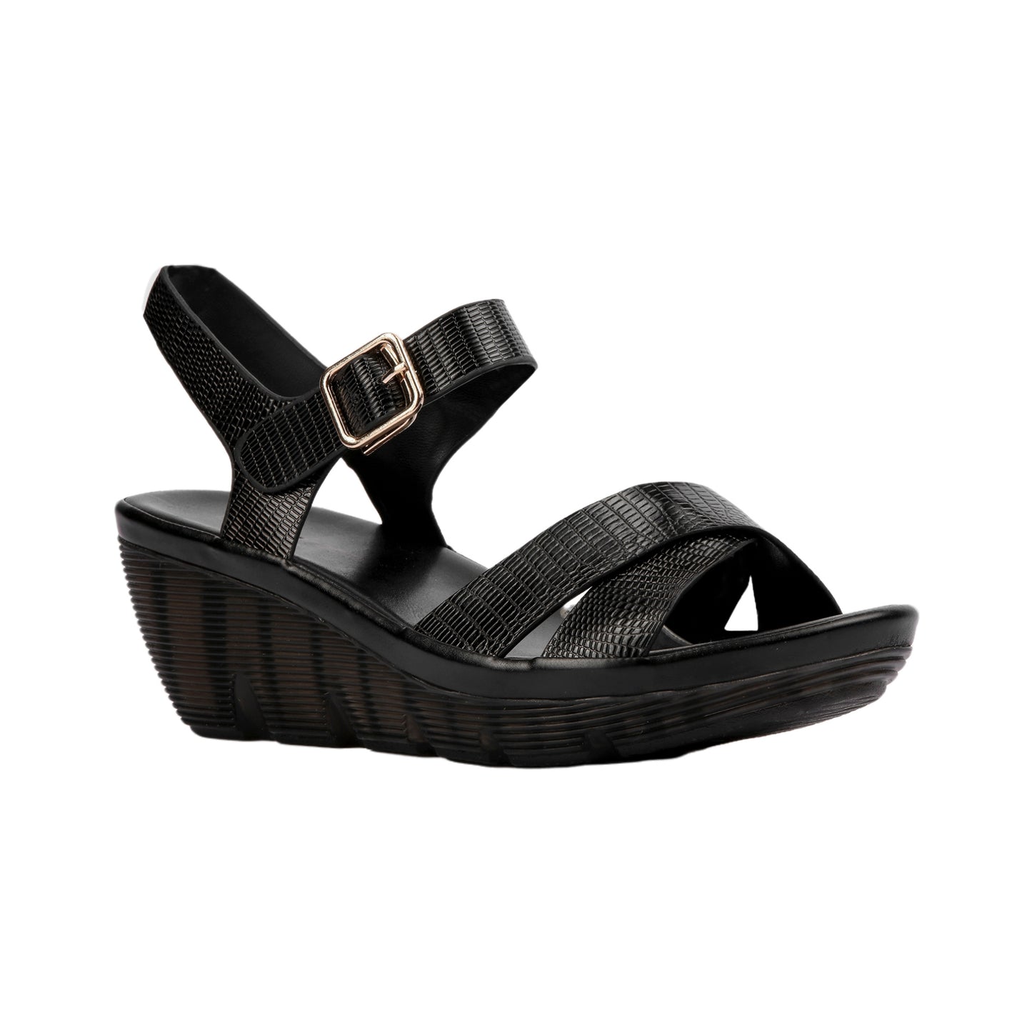 Textured Leather Cross Sandal