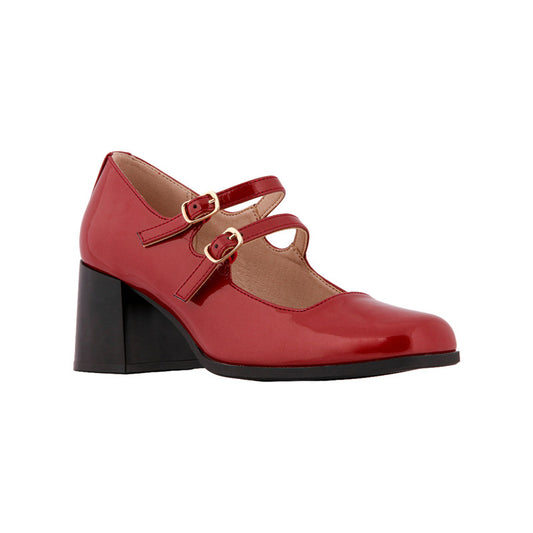 حذاء فيرنيه بكعب عالي مع إغلاق بإبزيم مزدوج