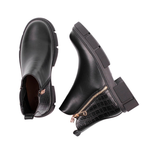 حذاء نصف جلدي بسحاب جانبي