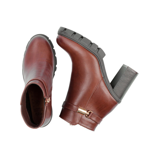 حذاء نصف بوت جلدي بكعب عالٍ