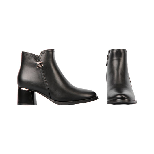 Block Heel Side Zipper Ankle Boot