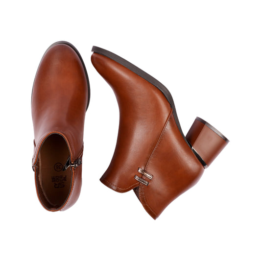 Block Heel Side Zipper Ankle Boot