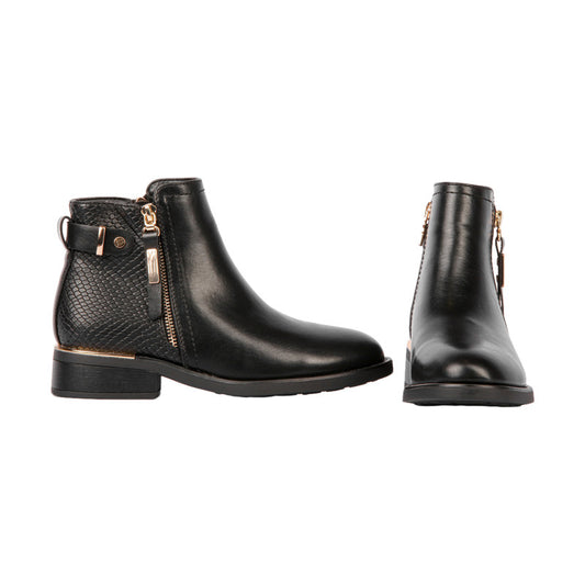 حذاء نصفي من الجلد المزخرف من الخلف