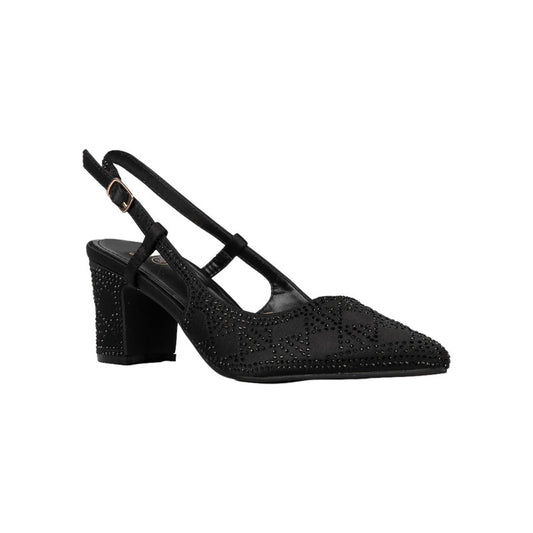 حذاء سهرة بسيط بكعب عالٍ من الستراس