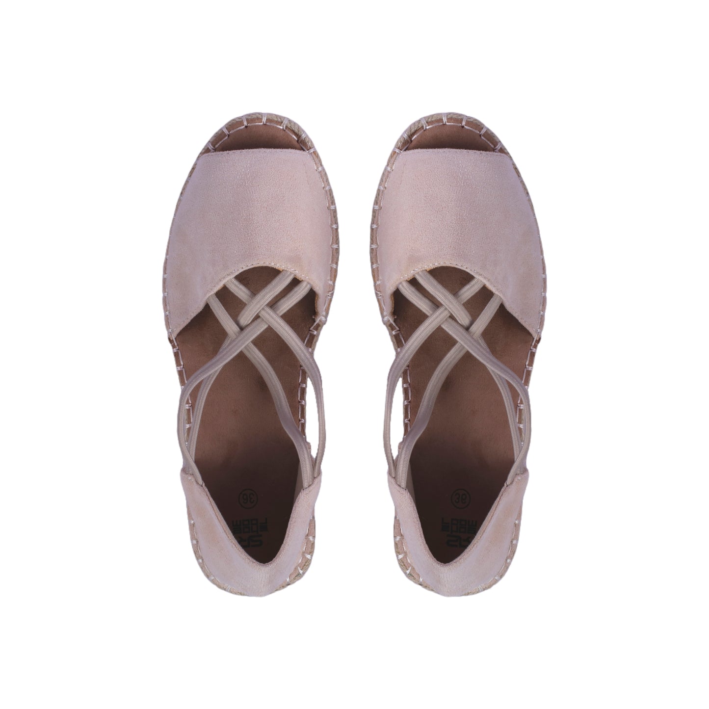 Wedge Suede Sandal with Cross Elastic