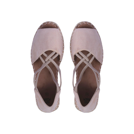 Wedge Suede Sandal with Cross Elastic