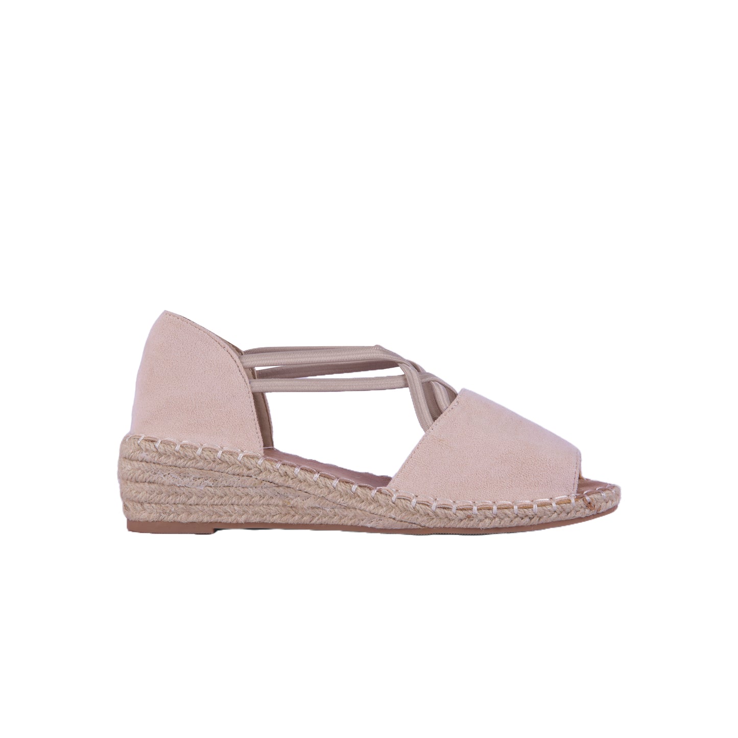 Wedge Suede Sandal with Cross Elastic