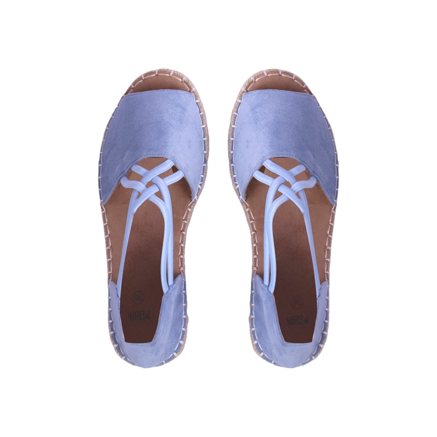 Wedge Suede Sandal with Cross Elastic