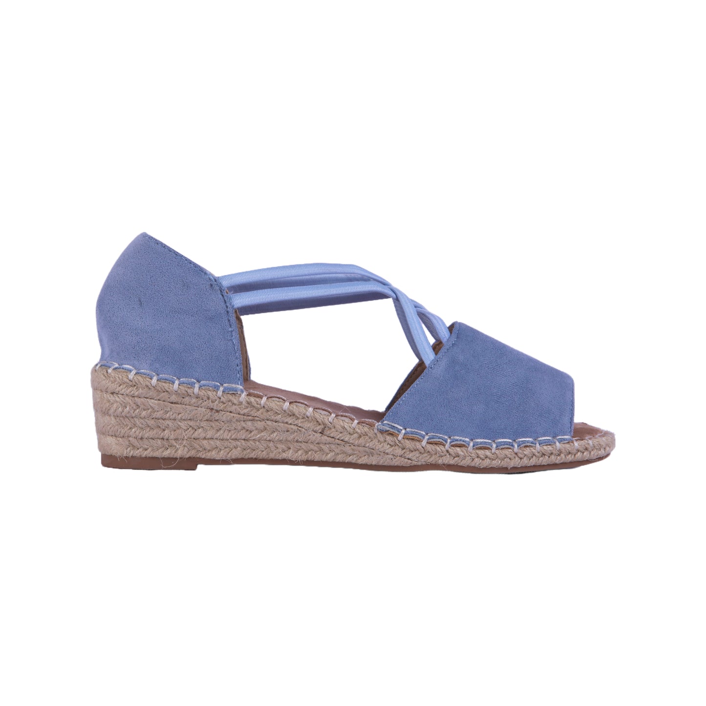 Wedge Suede Sandal with Cross Elastic