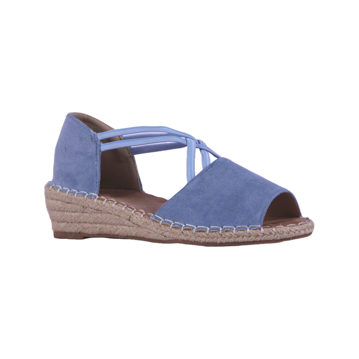 Wedge Suede Sandal with Cross Elastic