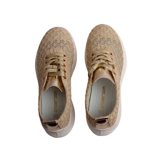 Textured Knit Lace-Up Sneakers