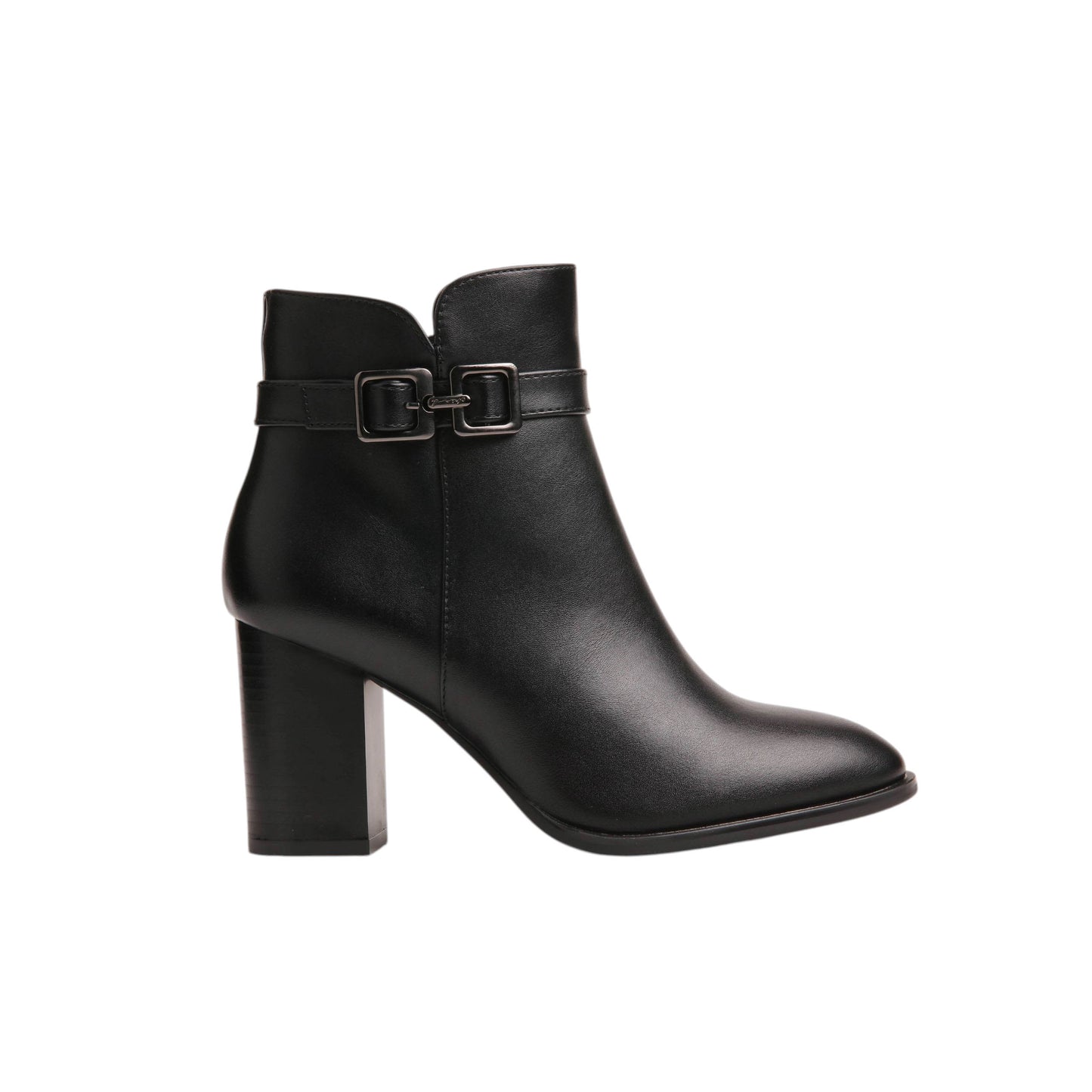 Decorative Buckle Heeled Ankle Boot