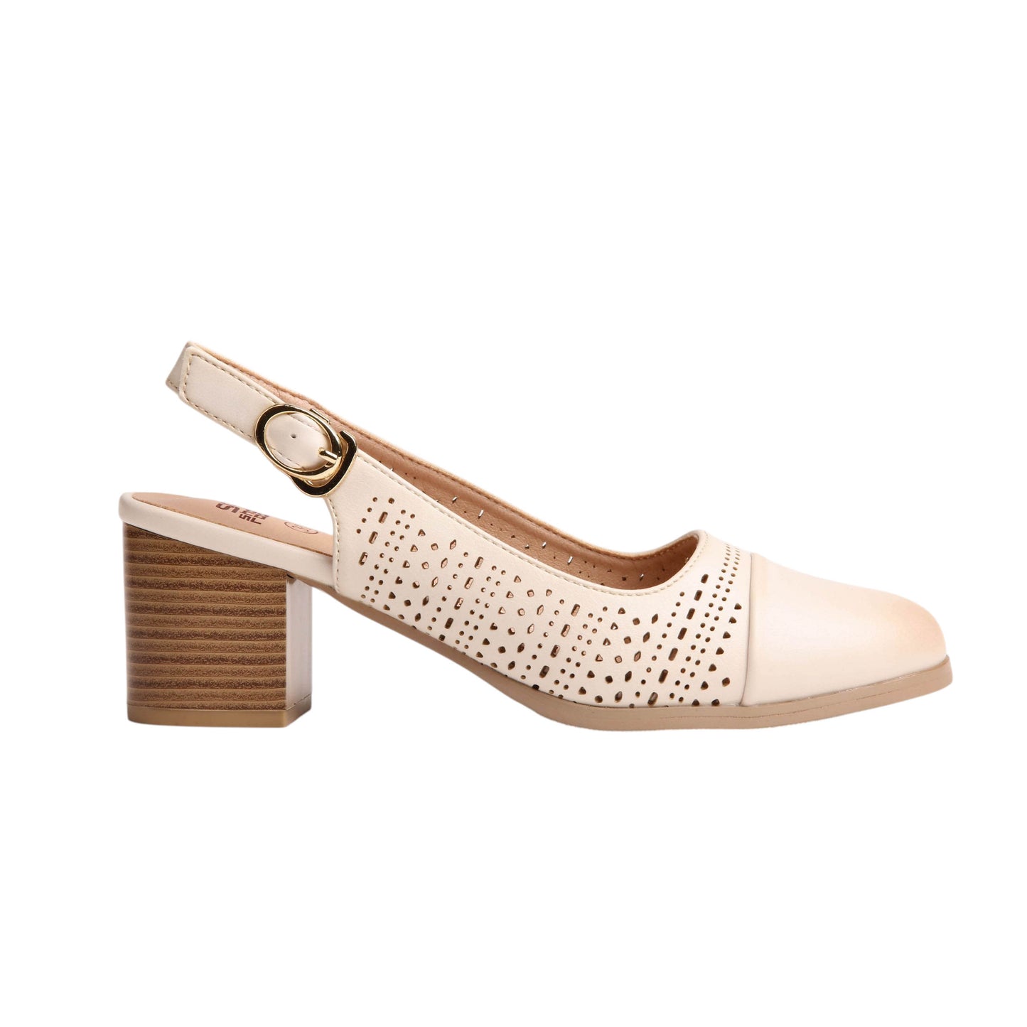 Slingback Perforated Leather High Heels