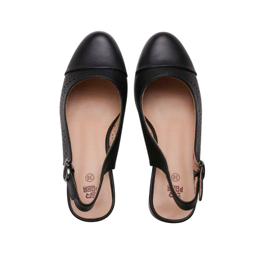 Slingback Perforated Leather High Heels
