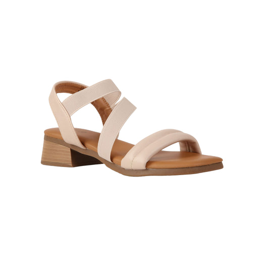 Block Heel Sandal with Elastic Straps