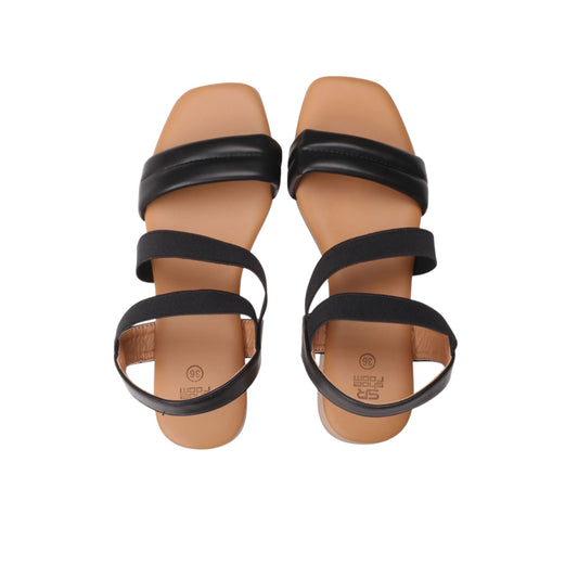 Block Heel Sandal with Elastic Straps
