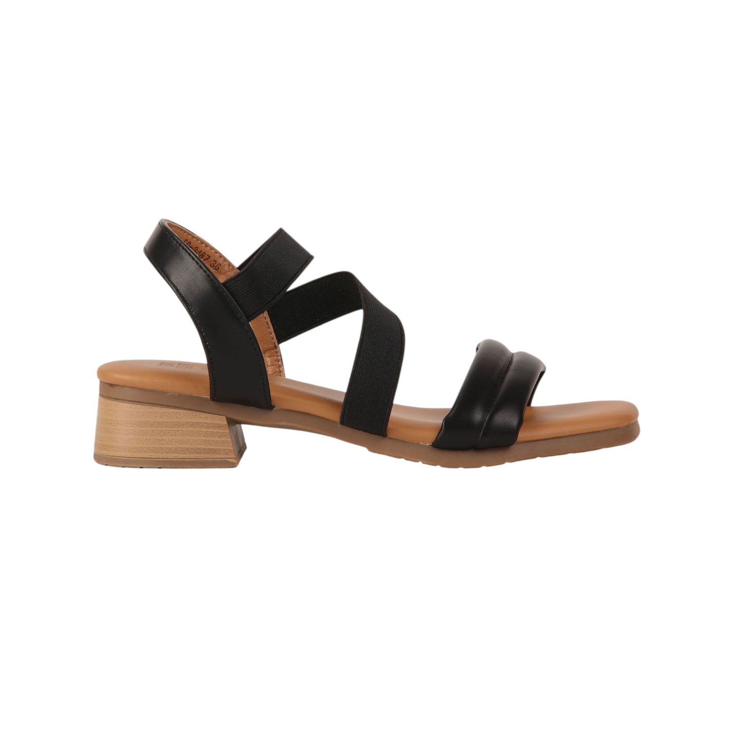 صندل بكعب عريض وأشرطة مرنة