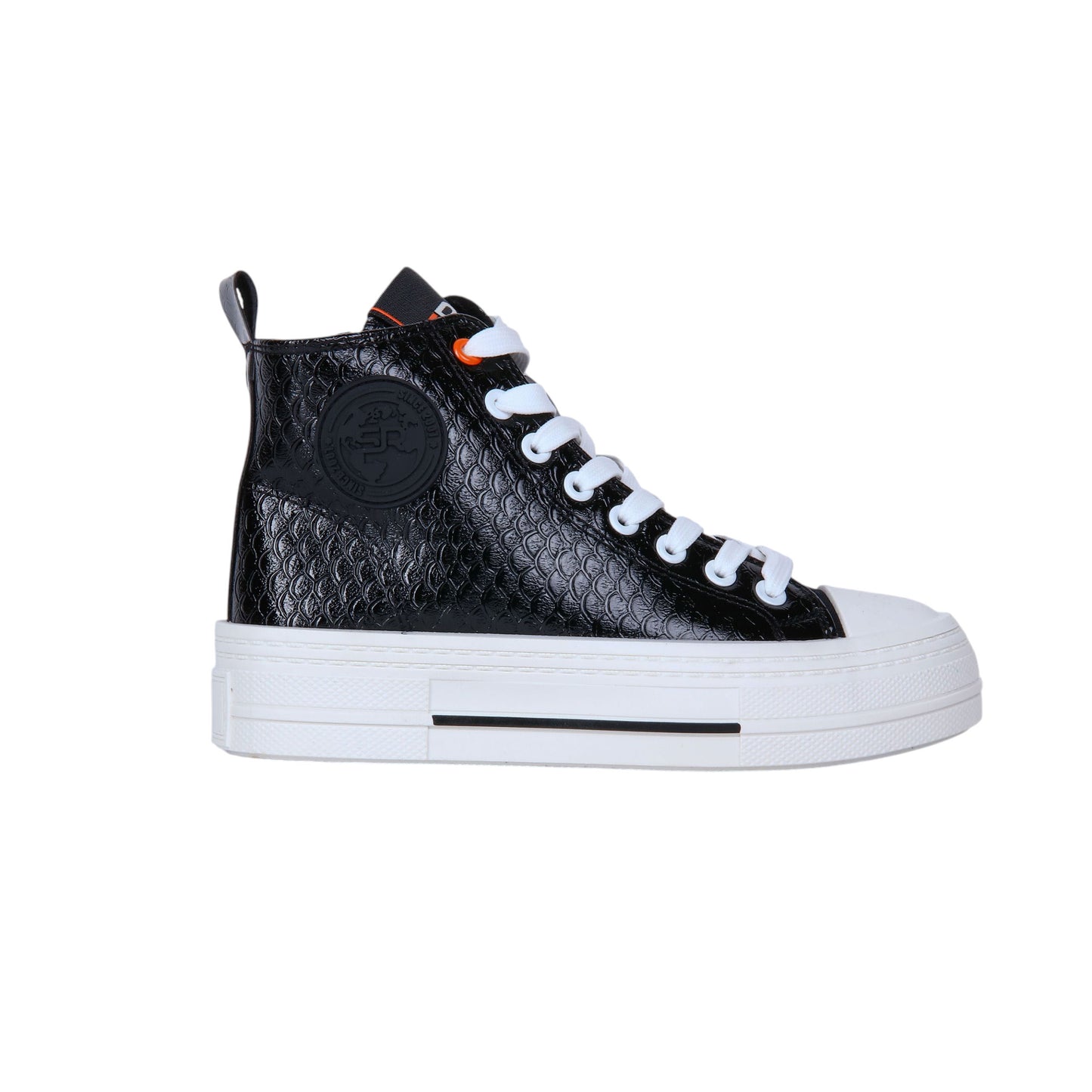 Textured Patent Leather High-Top Sneakers