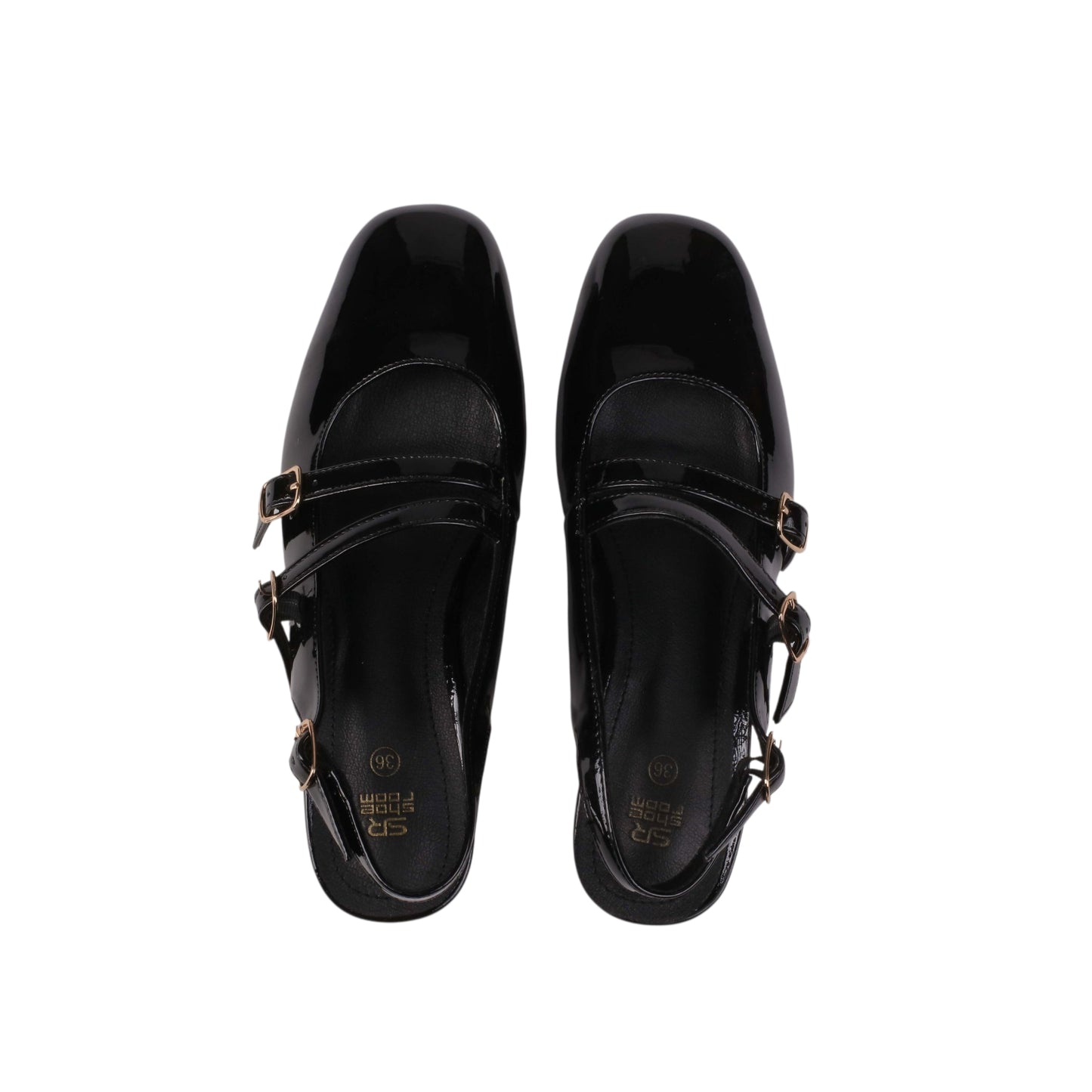 Patent Leather Double Buckle Shoes