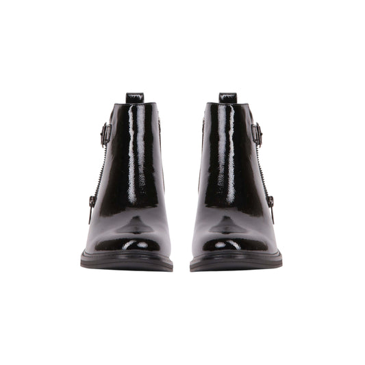 Patent Leather Side Buckle Ankle Boot
