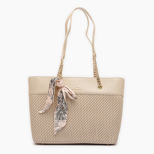 حقيبة كتف جلدية مزخرفة على شكل وشاح