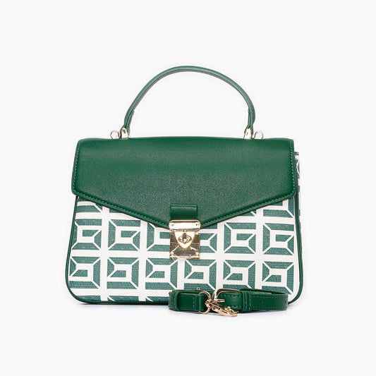 حقيبة يد مطبوعة بقفل ملتوي