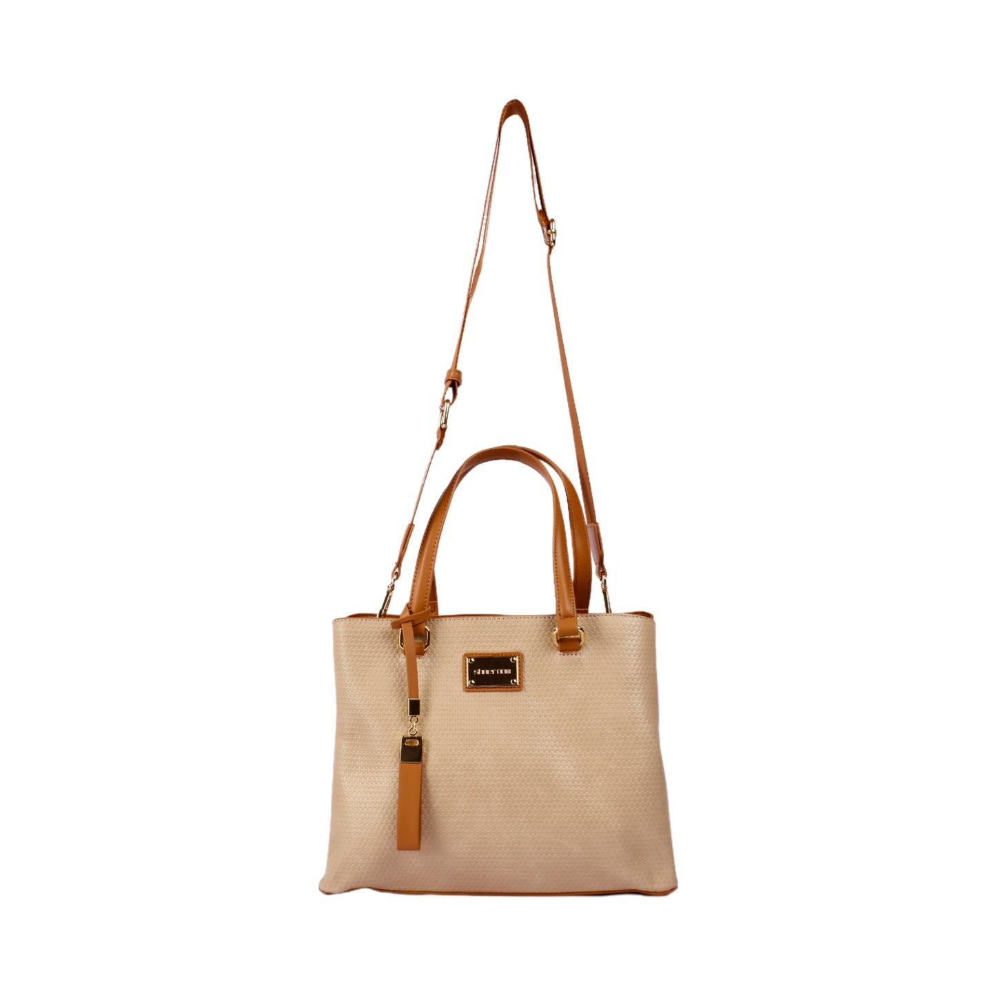 Textured Leather Handbag with Long Strap