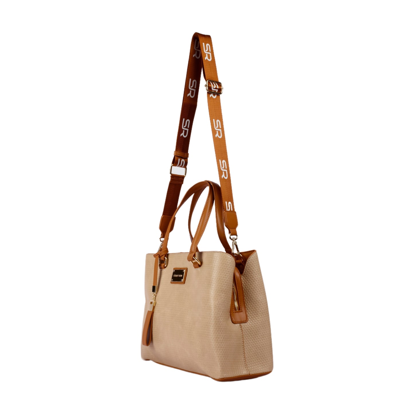 Textured Leather Handbag with Long Strap