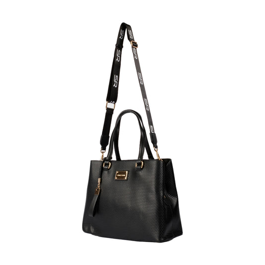 Textured Leather Handbag with Long Strap