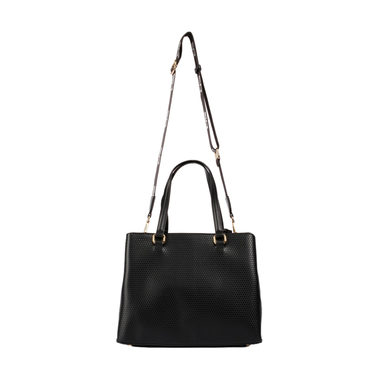 Textured Leather Handbag with Long Strap