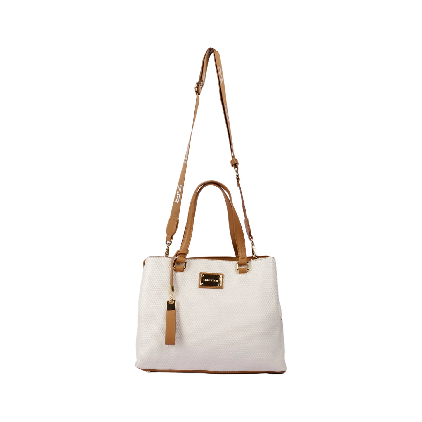 Textured Leather Handbag with Long Strap