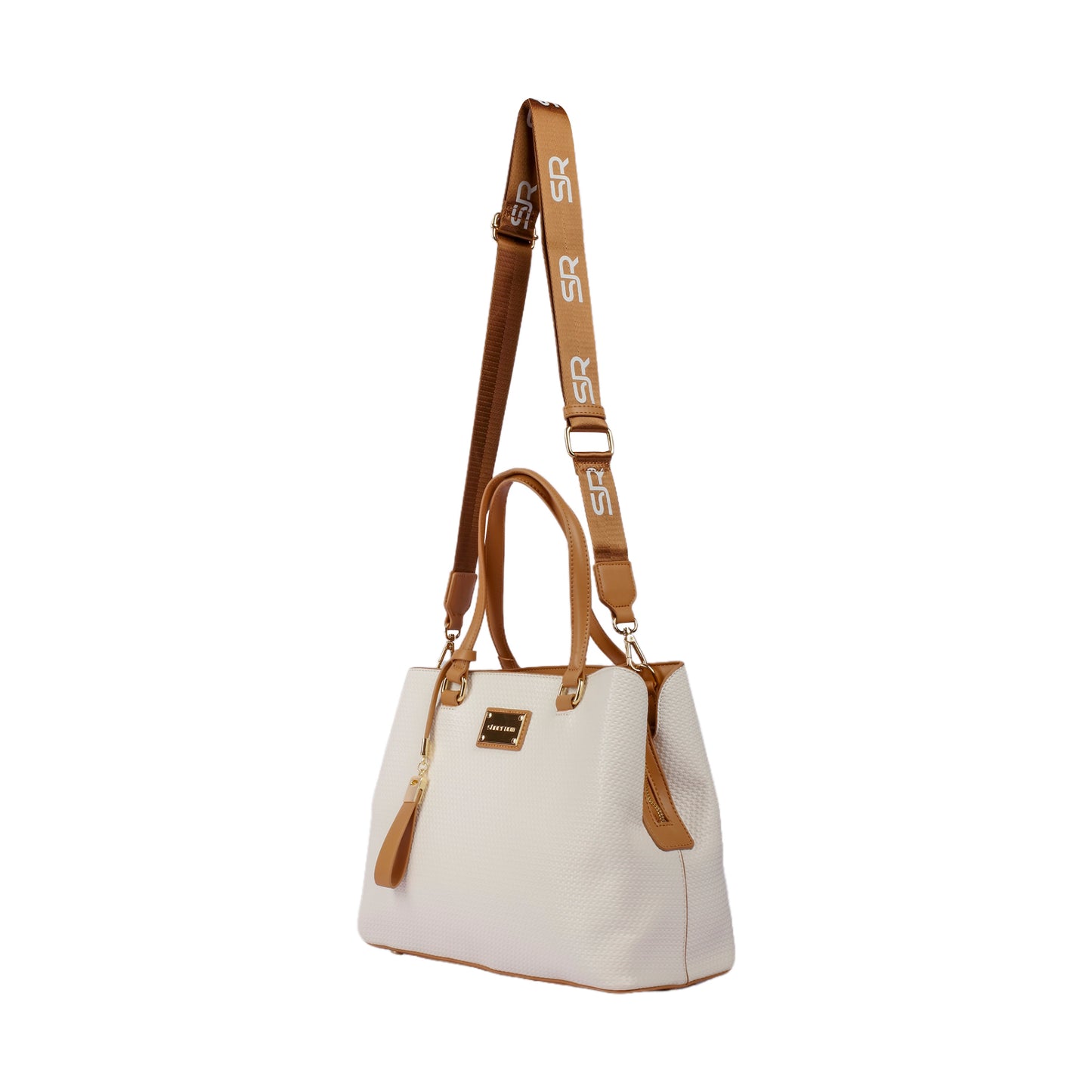 Textured Leather Handbag with Long Strap
