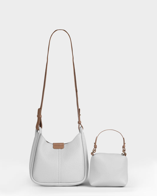 حقيبة كروس جلدية مع حقيبة يد صغيرة