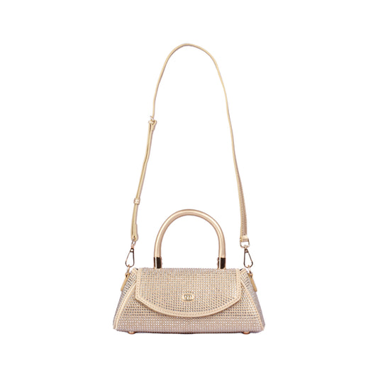 حقيبة سهرة صغيرة مرصعة بأحجار الراين مع حزام جلدي