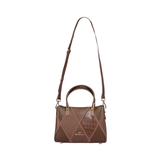 حقيبة يد جلدية مخيطة بمقبض إضافي